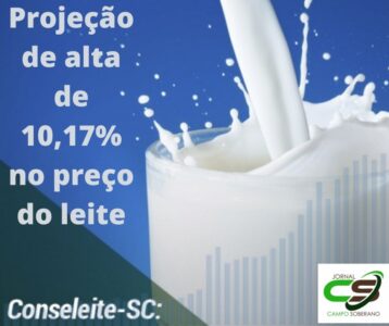 projecao de alta de 1017 no preco do leite entregue em marco segundo conseleite