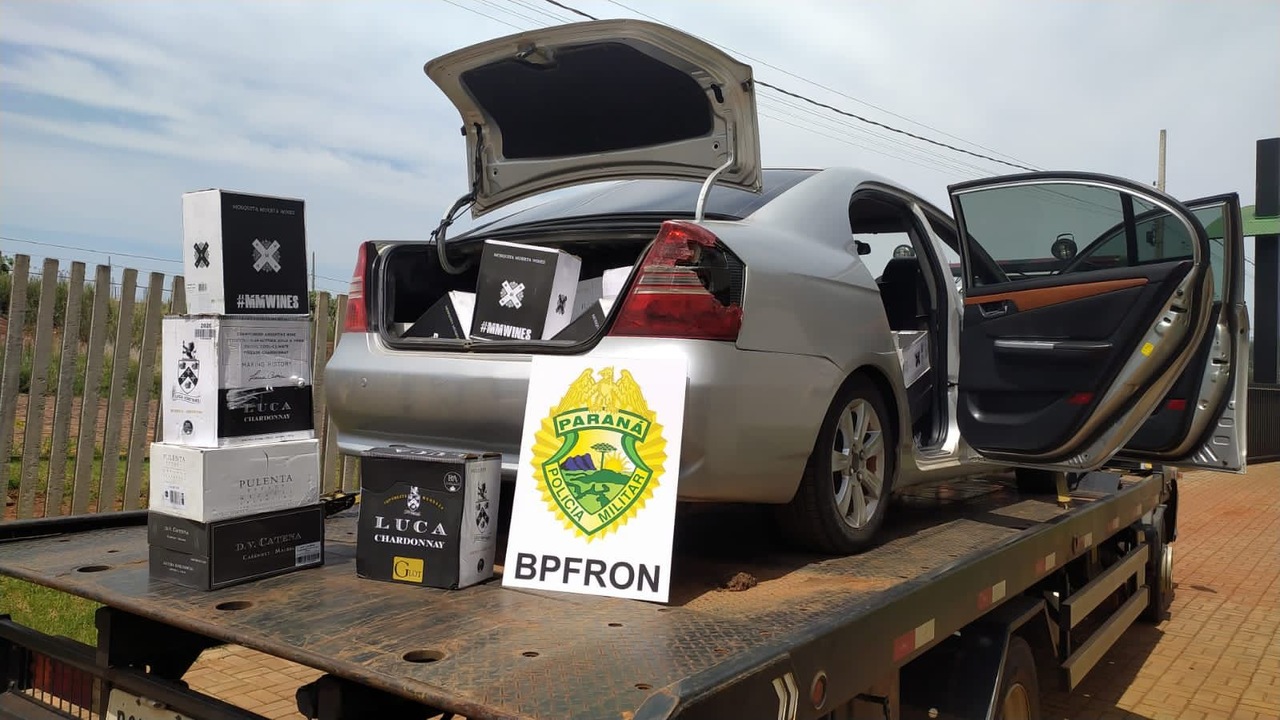 mais um carro carregado com vinho ilegal e apreendido no pr