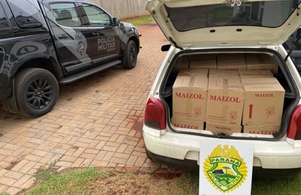 policia apreende veiculo carregado de oleo de girassol contrabandeado no pr