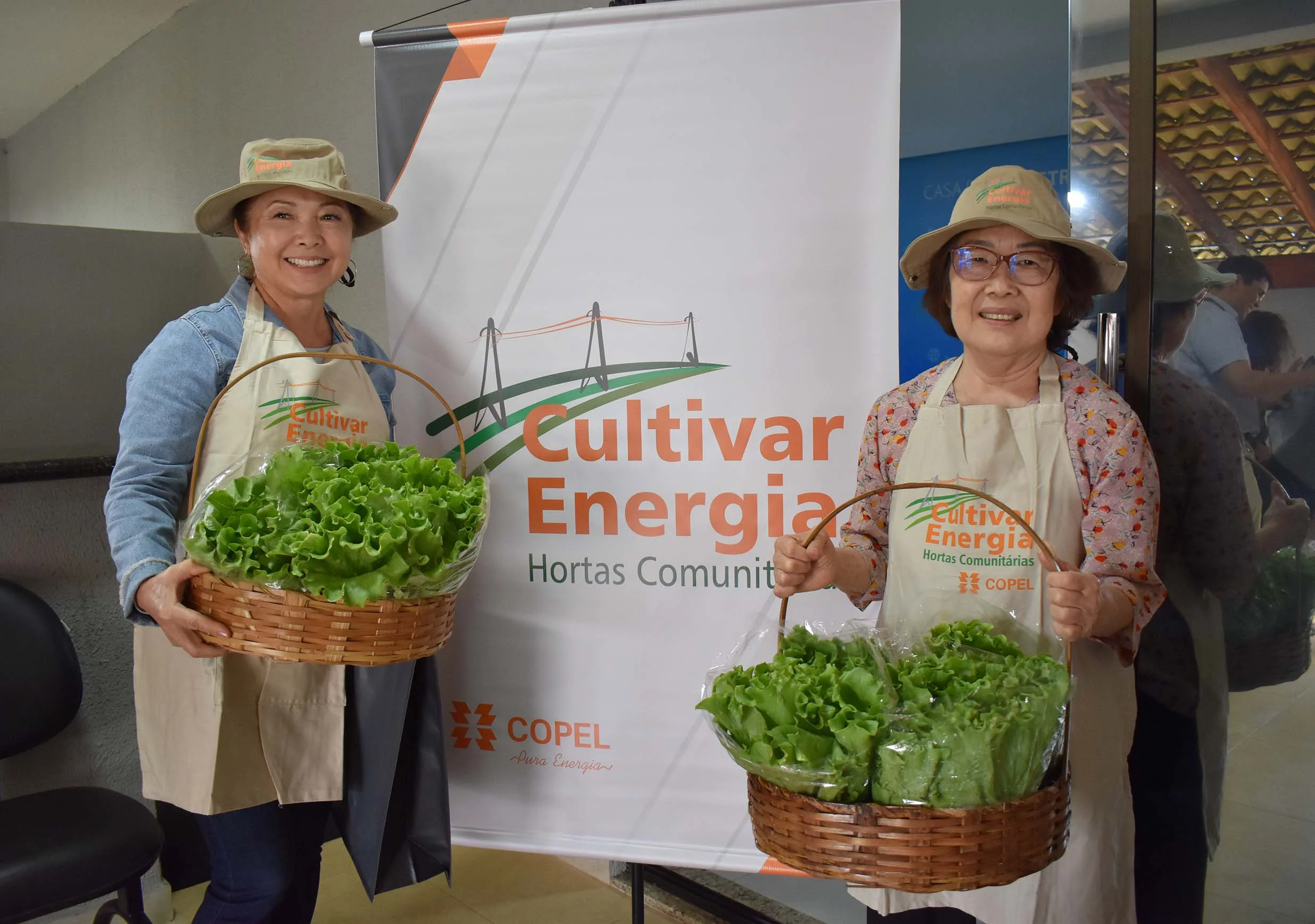 familias cultivam horta comunitaria sob linha de energia