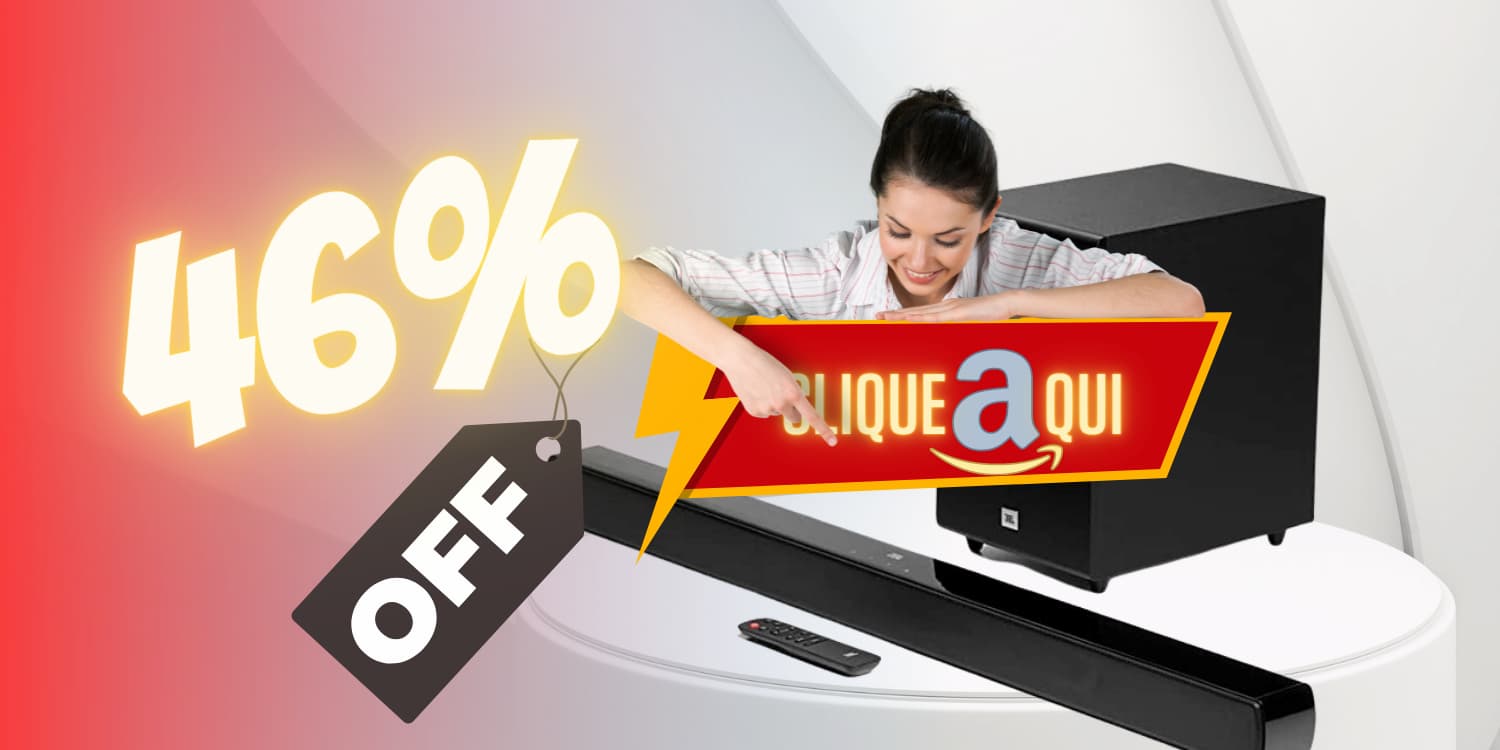 Amazon está dando R$ 1.200 de desconto na Soundbar JBL com Subwoofer Wireless