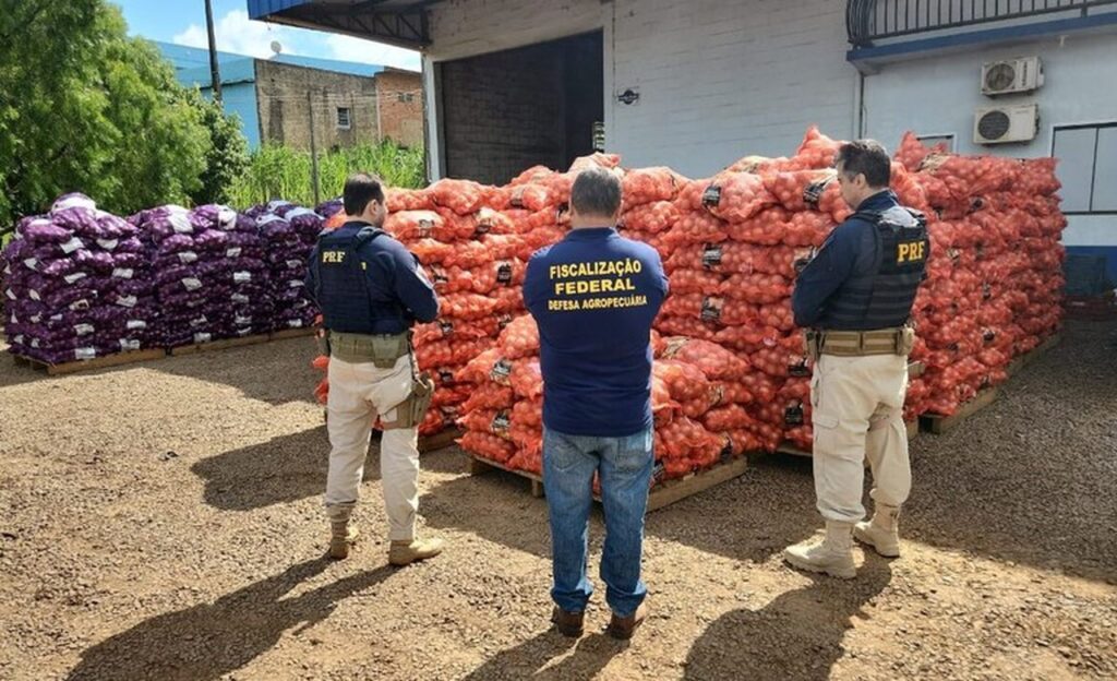 policia apreende alho cebola e produtos de origem animal durante operacao