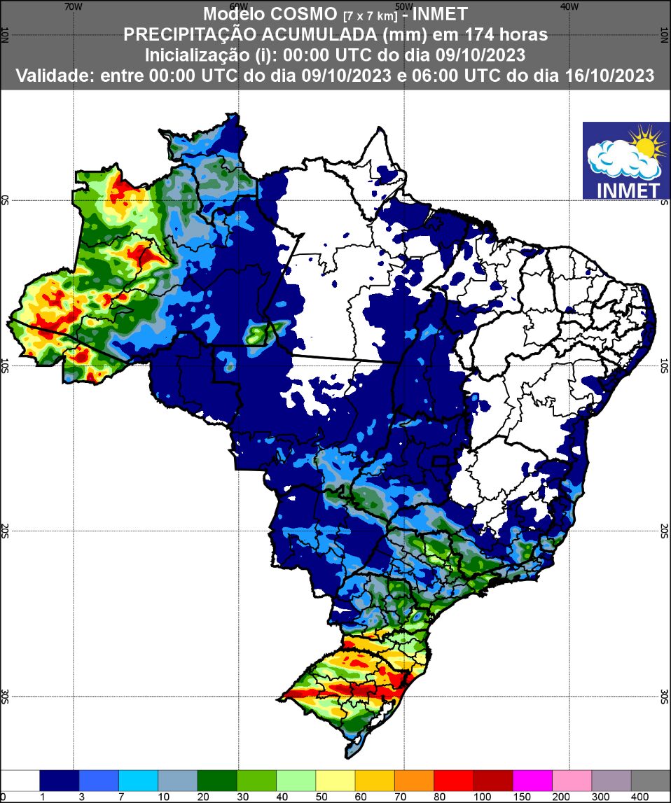 Qual é a previsão do tempo para a 1ª semana de outubro?