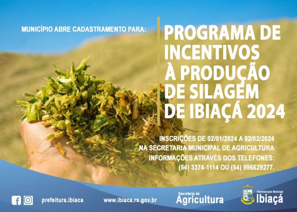 Abertas inscrições para incentivo à produção de silagem em Ibiaçá