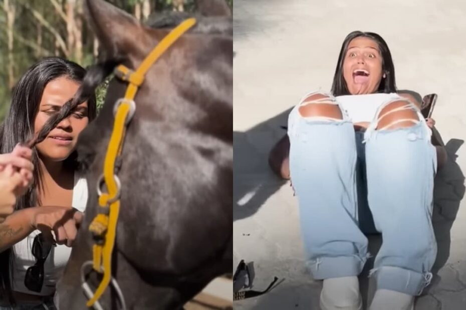 Camila Loures leva ‘cabeçada’ de cavalo após cantoria | Famosos