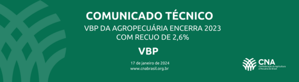 VBP da Agropecuária encerra 2023 com recuo de 2,6%