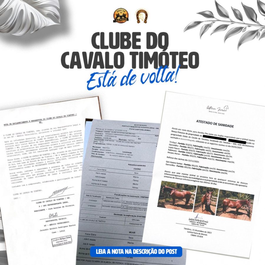 COMUNICADO DO CLUBE DO CAVALO DE TIMÓTEO – REABERTURA DE TODO O ESPAÇO – Jornal Bairros Net