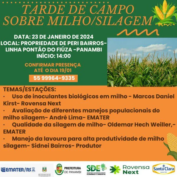 Dia 23 de janeiro ocorre em Panambi, Tarde de Campo Sobre Milho Silagem