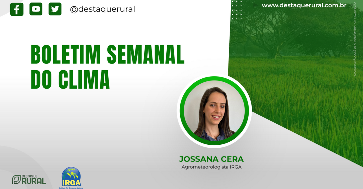 Boletim do clima semanal aborda altas temperaturas e colheita do arroz