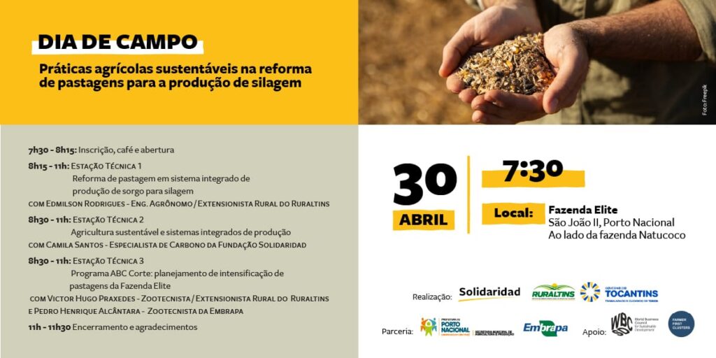 Governo do Tocantins, Fundação Solidariedade e parceiros, realizam dia de campo, sobre práticas agrícolas sustentáveis na reforma de pastagem para a produção de silagem – Surgiu