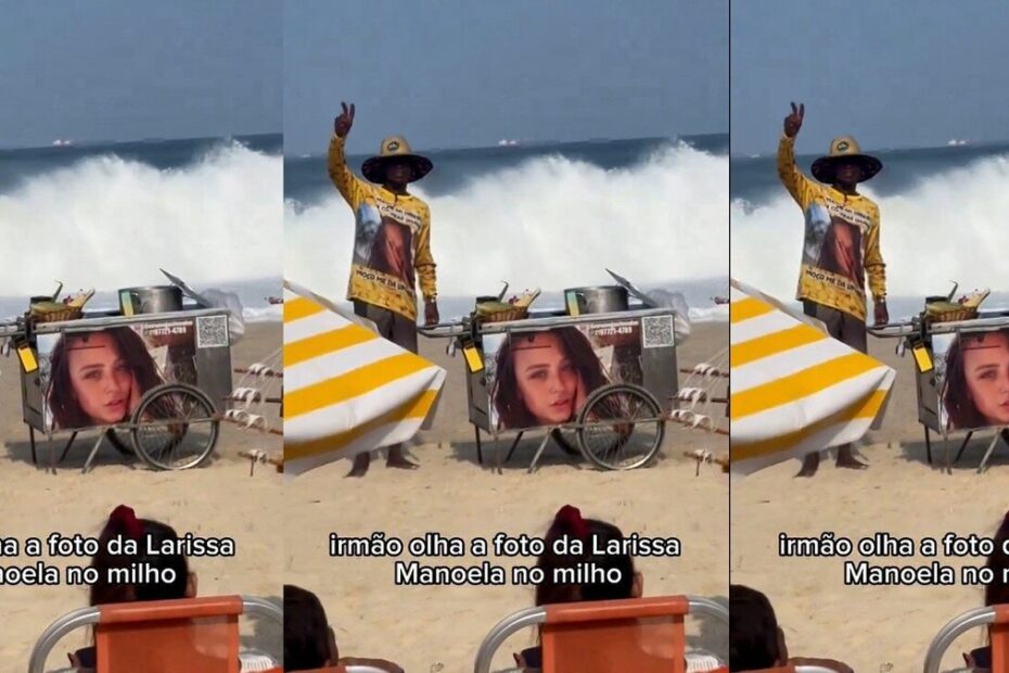 Larissa Manoela 'vira' garota-propaganda de carrinho de milho em praia do RJ | Viralizou