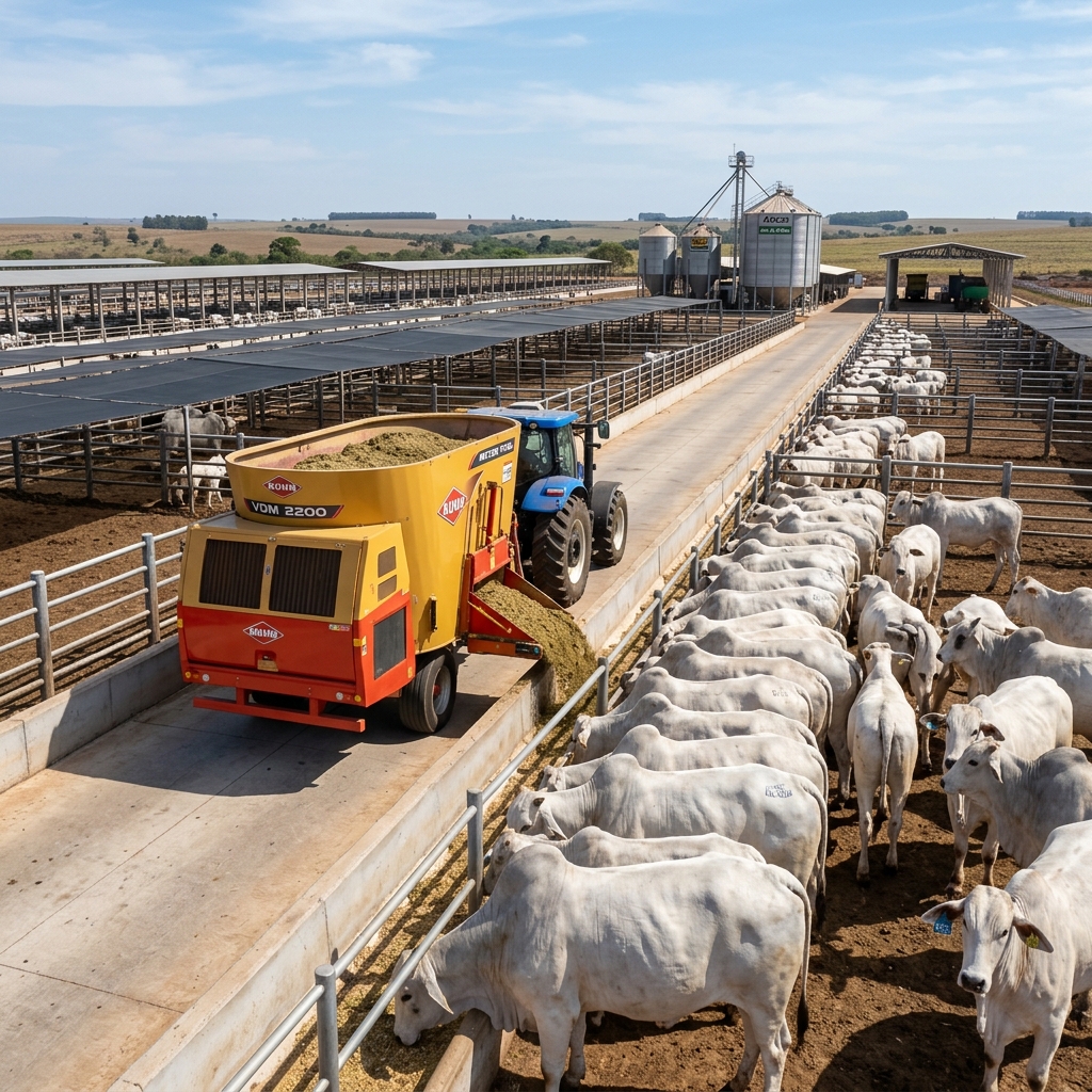 infraestrutura de confinamento bovino cocho compost barn vagao