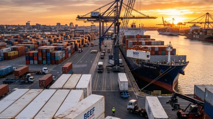 exportação de carne bovina container porto frigorifico boi china