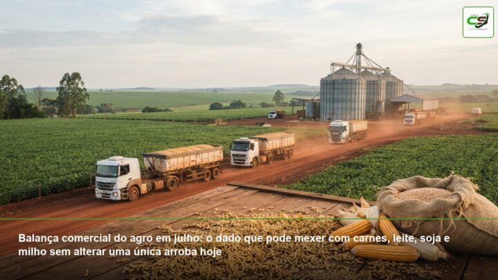 balança comercial do agro, exportações julho 2026, carnes, lácteos, soja, milho, Safra 2026/27