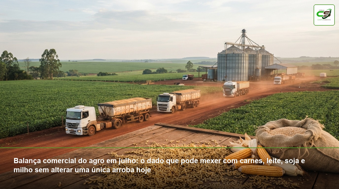 balança comercial do agro, exportações julho 2026, carnes, lácteos, soja, milho, Safra 2026/27