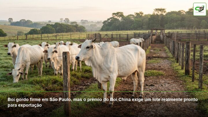 boi gordo, Boi China, arroba, São Paulo, Paraná, preço líquido, mercado pecuário, Safra 2026/27