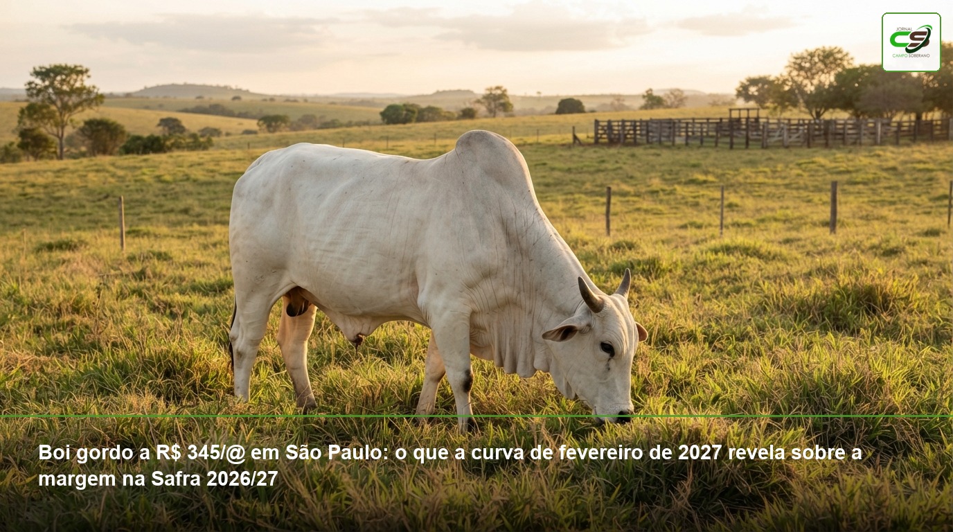 boi gordo, cotação do boi gordo em São Paulo, preço da arroba, B3 fevereiro de 2027, margem pecuária