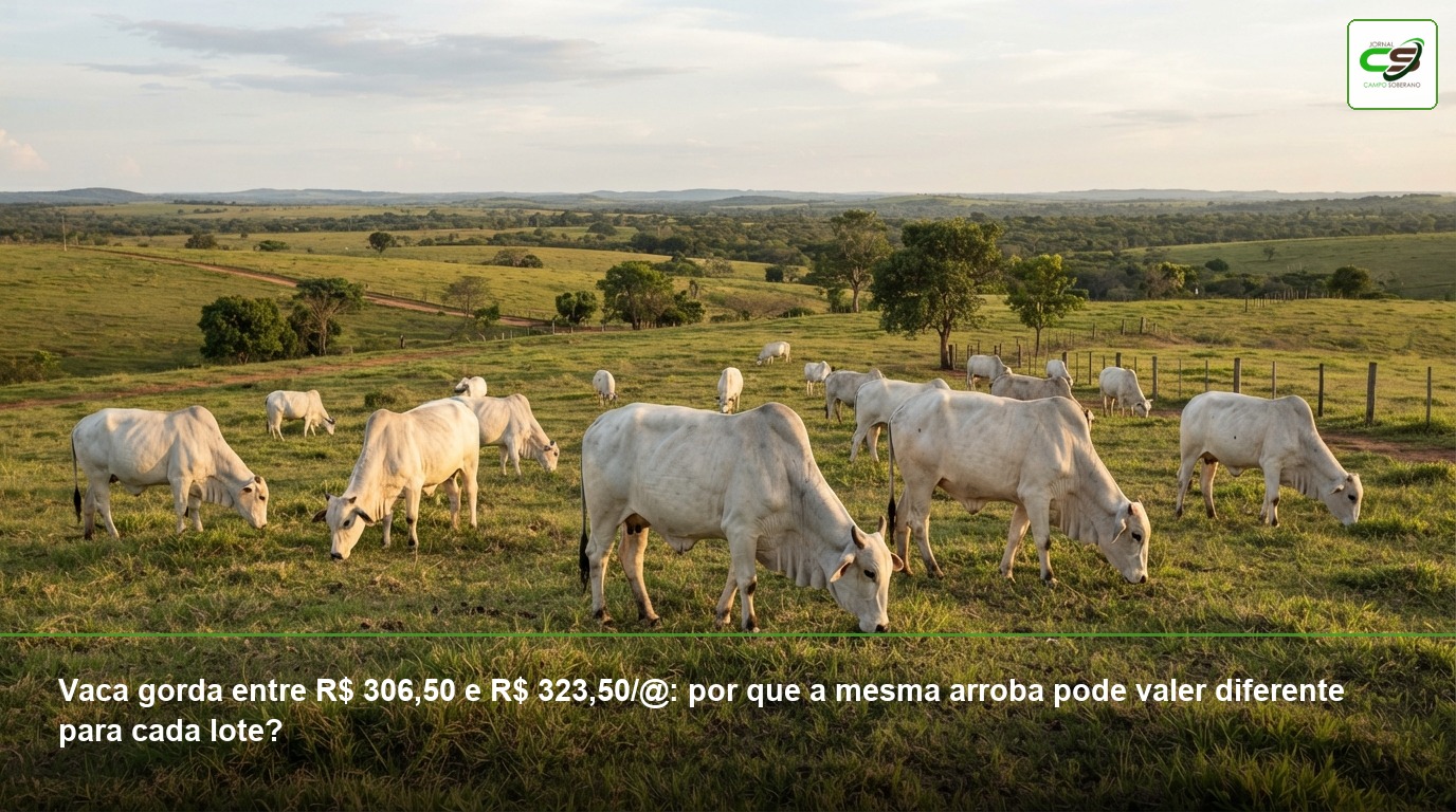 vaca gorda, cotação da vaca gorda, arroba da vaca, Scot Consultoria, mercado físico, preço à vista, acabamento, Safra 2026/27