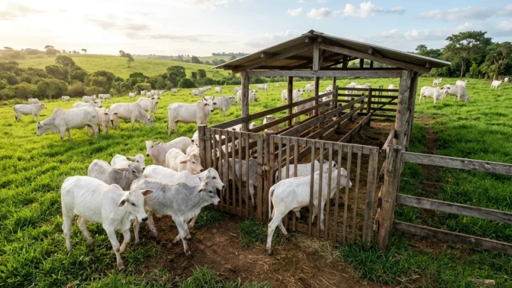 Lote de bezerras e novilhas Nelore em pasto com suplementação estratégica para desafio reprodutivo aos 14 meses