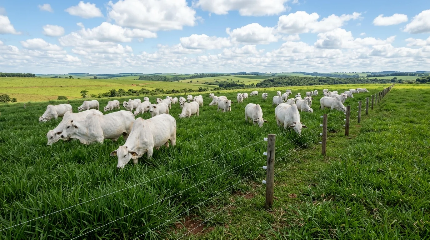 Área de pasto de braquiária vedada e manejada para fenação com alta proporção de folhas