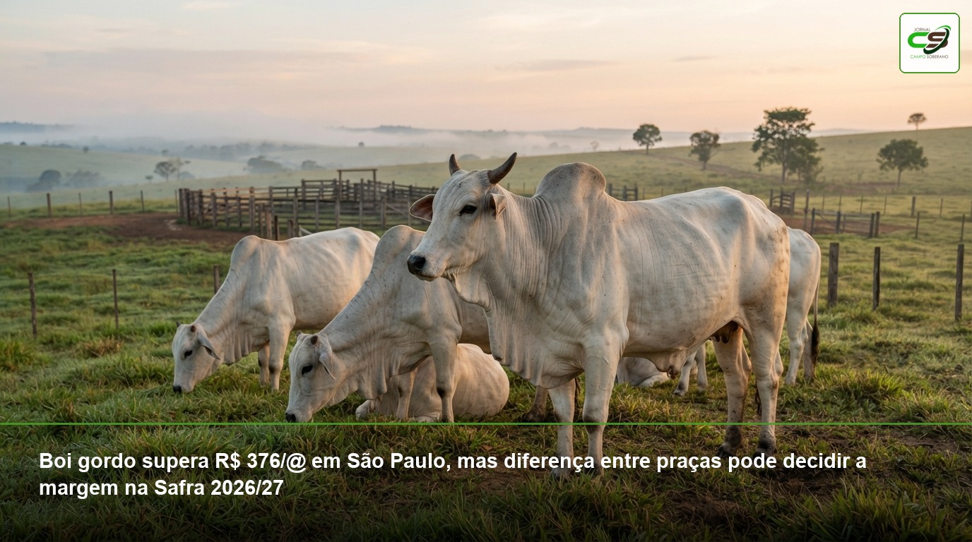 boi gordo, cotação do boi gordo, preço da arroba, Scot Consultoria, Cepea, margem pecuária, Safra 2026/27