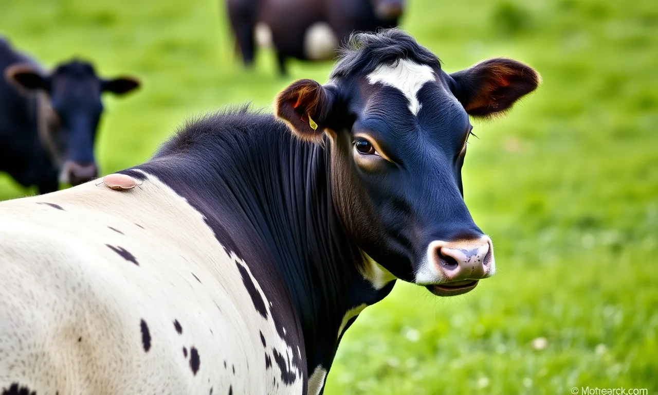 Bovino saudável em pastagem com presença discreta de carrapato