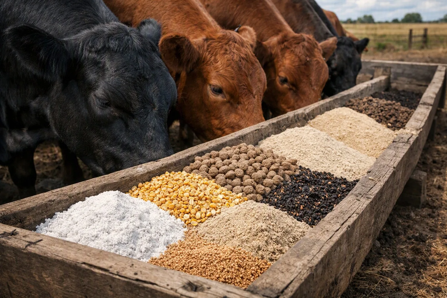 Composição do sal proteinado: sal, ureia e farelos para nutrição animal